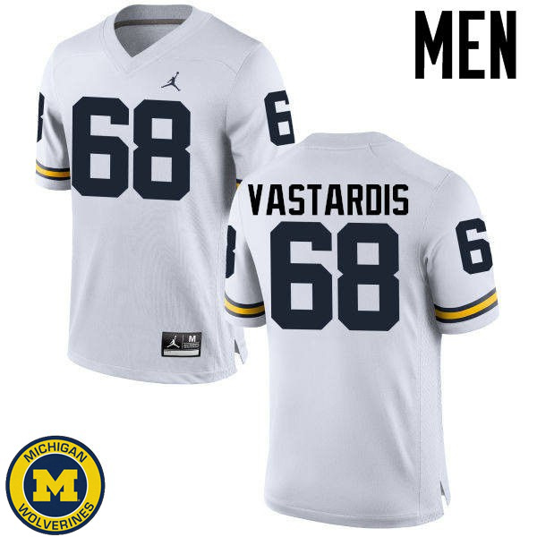 Men's Michigan Wolverines #68 Andrew Vastardis White Football Jersey